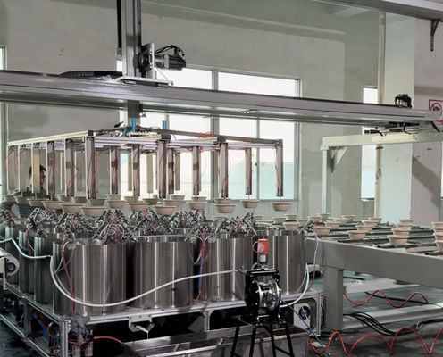 Linha interna de revestimento por rotação para produtos de moldagem de celulose - máquina de revestimento de precisão totalmente automática