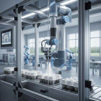 Sistema robótico de pulverização de revestimento interno de alta precisão para embalagens de celulose moldada