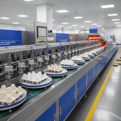 Linha de revestimento rotativo de rotação de alta potência para revestimento interior de embalagens industriais de celulose moldada