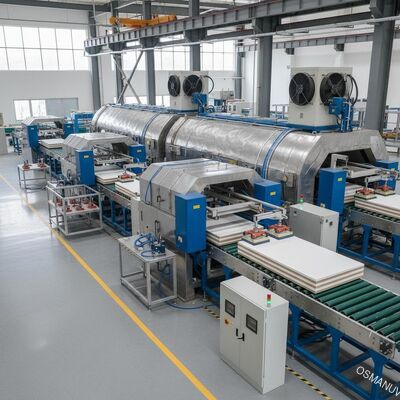 Linha de produção automática de curagem e secagem de placas de silicato de cálcio de alta velocidade - Solução de eficiência energética