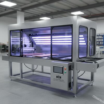 Sistema automatizado de curado UV para madeira, vidro e metal, eficiência energética, controlado por PLC e personalizável