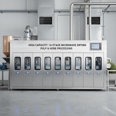 Máquina de secagem por microondas de 14 etapas de alta capacidade para processamento de celulose e ervas