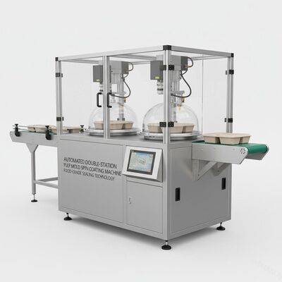 Máquina Automática de Revestimento por Spin de Moldagem de Polpa de Dupla Estação para Selagem de Embalagens Ecológicas de Grau Alimentício