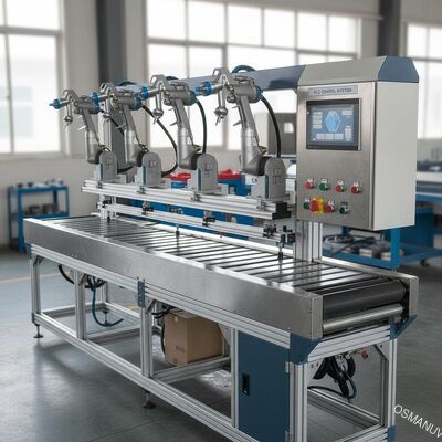 Máquina de revestimento por pulverização totalmente automática com largura personalizável, pistolas japonesas Iwata e controle PLC para aplicações industriais