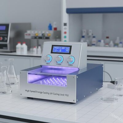Unidade de curado UV de alta velocidade e poupança de energia 102 com área de irradiação personalizável para aplicações de laboratório a escala piloto