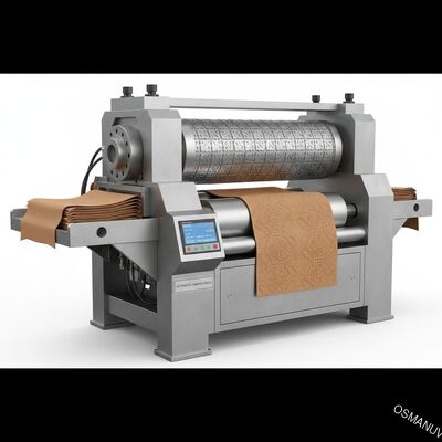 Máquina de prensagem automática de relevo com padrão de rolos personalizável, largura máxima de relevo de 600 mm e pressão linear máxima de 20 kN/m