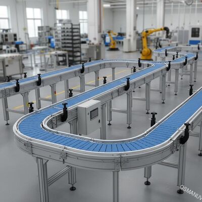 Sistema de transportador de correia modular com comprimento, largura e altura personalizáveis para linhas de produção automatizadas