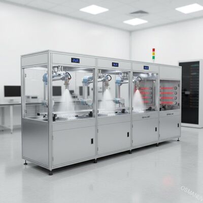 Linha de revestimento de pulverização por ultra-som de precisão com pulverização e controle de temperatura e umidade de várias estações