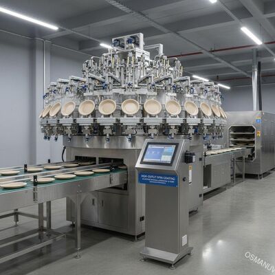 Linha de produção de revestimento de rotação de alta potência para artigos de mesa de celulose moldada - Sistema de revestimento interno de 24 estações com parâmetros personalizáveis