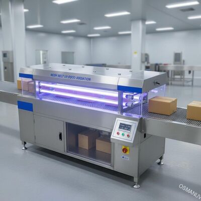 Máquina UV 2KW da irradiação de alimento de Mesh Belt para a caixa da placa do pacote
