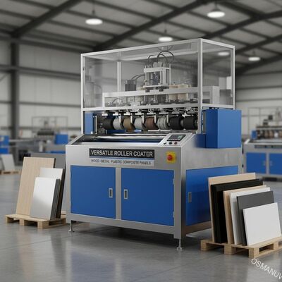 Máquina de revestimento de rolos multiuso versátil para painéis de madeira, metal, plástico e compostos