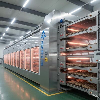 Forno de secagem infravermelha de alta velocidade para moldagem de celulose.