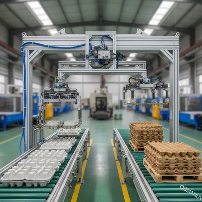 Robô de Pórtico Automatizado de Alta Eficiência para Moldagem de Celulose - Sistema Personalizado de Manuseio e Empilhamento para Moldes Úmidos e Secos
