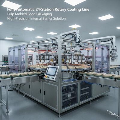 Fully Automatic 24-Station Rotary Coating Line for Pulp Molded Food Packaging - High-Precision Internal Barrier Solution