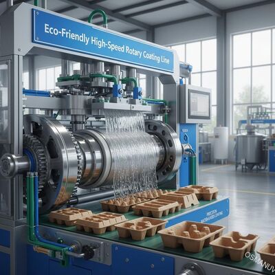 Linha de revestimento rotativo ecológico de alta velocidade para embalagens moldadas em celulose sustentável - revestimento à base de água de precisão