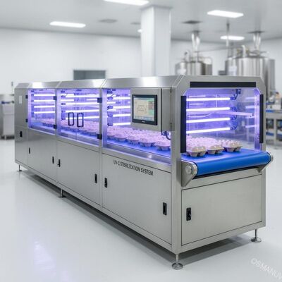 Túnel de esterilização de luz UV de alta velocidade para embalagens moldeadas em celulose de qualidade alimentar - Sistema de transporte em linha