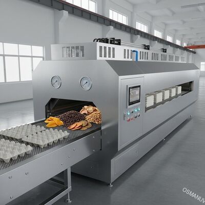 Túnel de secagem por microondas industrial para moldagem de celulose e alimentos a granel - Sistema de transportador contínuo
