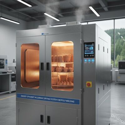 Sistema de secagem por microondas eficiente em termos energéticos para moldagem de celulose: aquecimento interno rápido e uniforme
