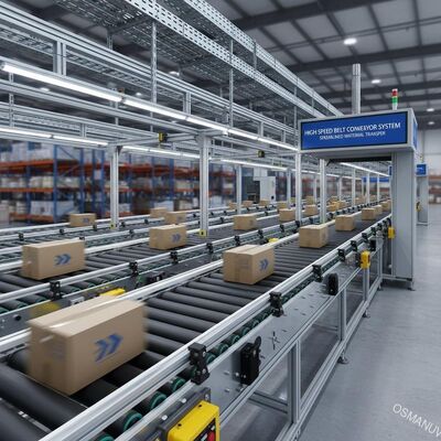 Sistema de transportador de correia de alta velocidade para transferência rápida e simplificada de material