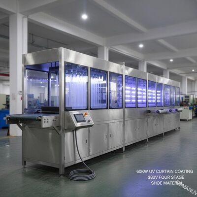 Fase uv da máquina de revestimento 380V da cortina 60KW quatro que transporta para o material da sapata