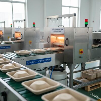 Linha de Produção de Revestimento Interno para Bandeja, Tigela e Louça de Mesa Segura para Alimentos, Resistente a Óleo e Água Quente, à Prova de Alta Temperatura, para Moldagem de Polpa