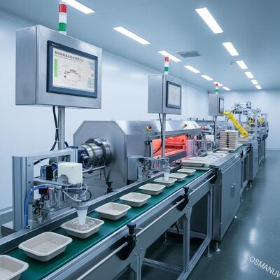 Linha de produção de revestimento interno de tabuleiro de talheres de alta velocidade para segurança alimentar