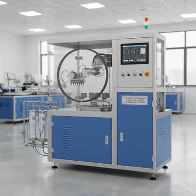 0-180° Máquina de revestimento por pulverização com sistema de controlo PLC/HMI para espessura de revestimento de 0,1-3 mm
