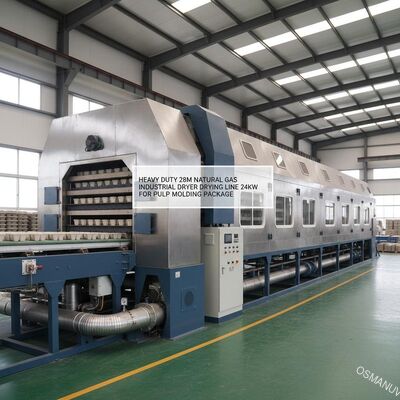 Linha de secagem de secadores industriais de gás natural de 28m de carga pesada 24kw para pacotes de moldagem de celulose