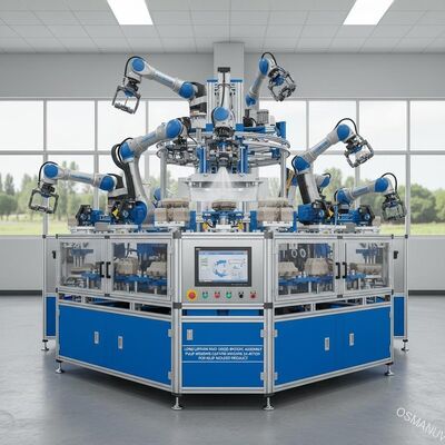 Máquina de revestimento de montagem robótica de alta velocidade de moldagem de celulose 24 estações para produto moldeado de celulose