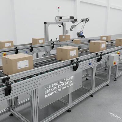 Sistema automático de transporte por correia de alta velocidade para o transporte de mercadorias