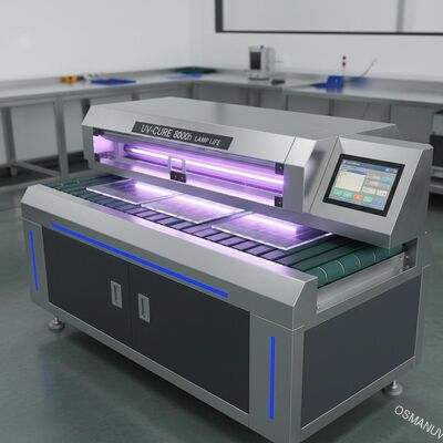 0Máquina de cura UV de espessura de.2-50 mm com sistema de controle PLC de vida útil da lâmpada de 8000h