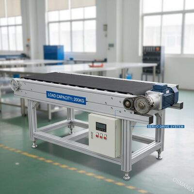 Máquina de banda transportadora de 200 kg de capacidade de carga com banda de borracha e servomotor