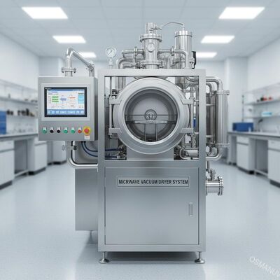 Sistema de secador de vácuo de microondas controlado por PLC com construção de aço inoxidável