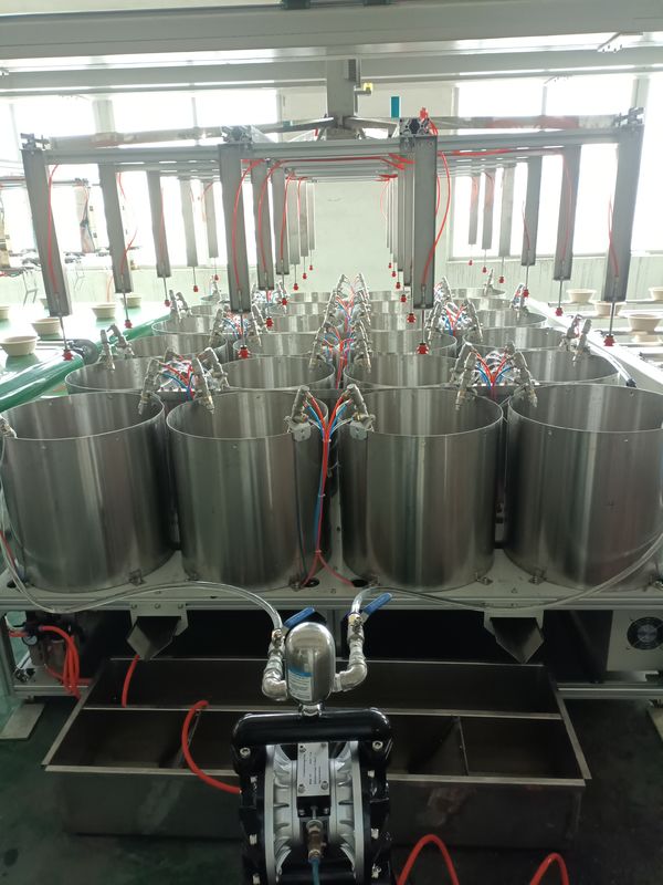 Linha interna de revestimento por rotação para produtos de moldagem de celulose - Sistema de revestimento de precisão totalmente automático
