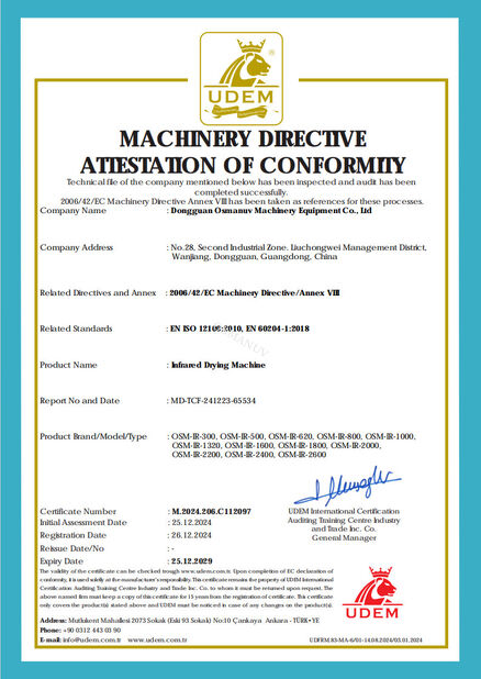 CHINA Dongguan Osmanuv Machinery Equipment Co., Ltd Certificações